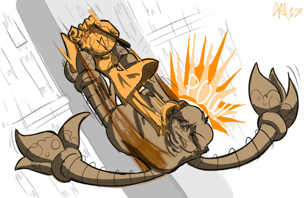 Spiderpump vs Doc Ock [OC] Sketch of my spidersona fighting her universe&#39;s Doc Ock!