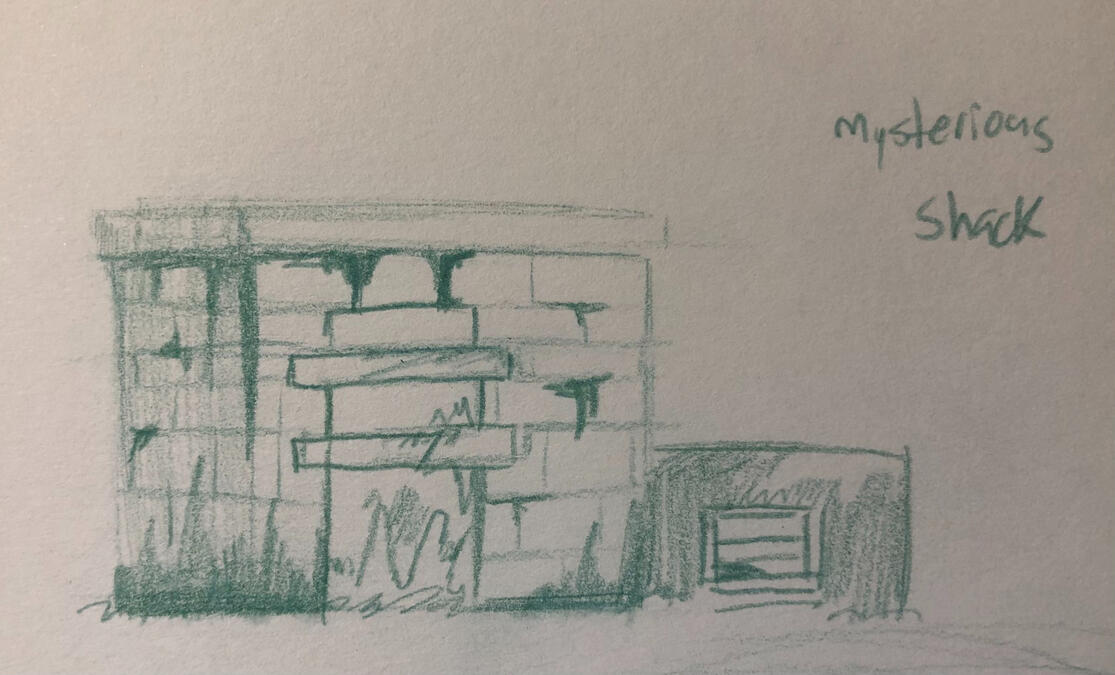 mysterious shack Still life sketch of a shack I saw in a park.